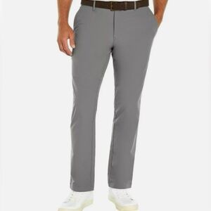 Banana Republic Men's Flat Front Pant Slim Stretch Wicking Gray Zip Pockets